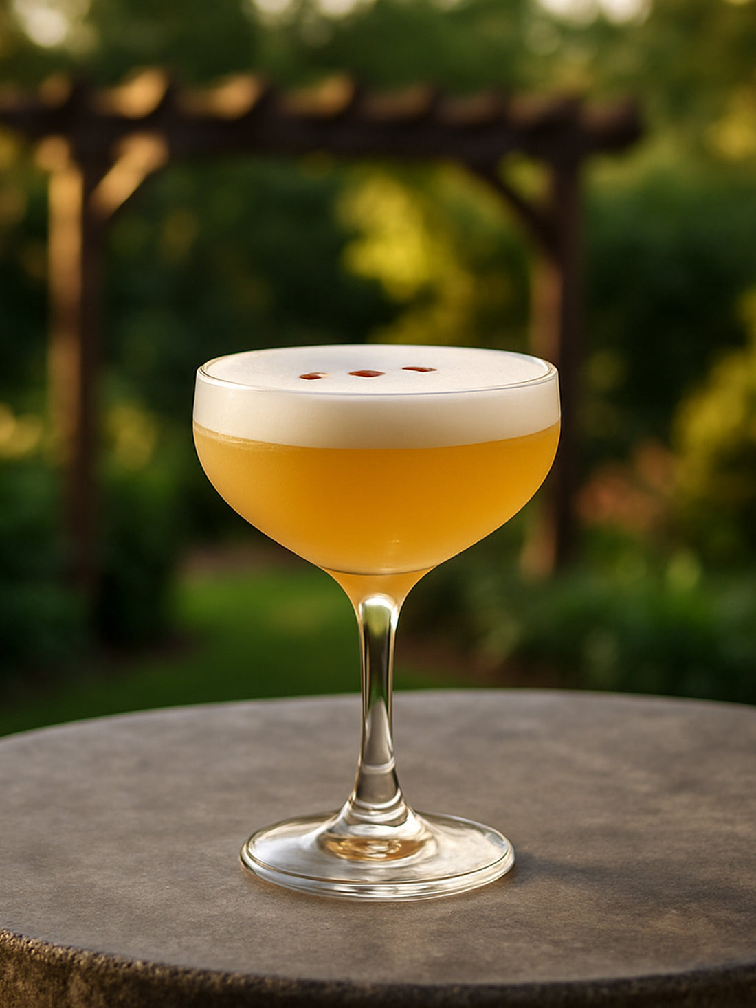 Campfire Sour cocktail with grilled lemon garnish, bourbon sour in rocks glass.