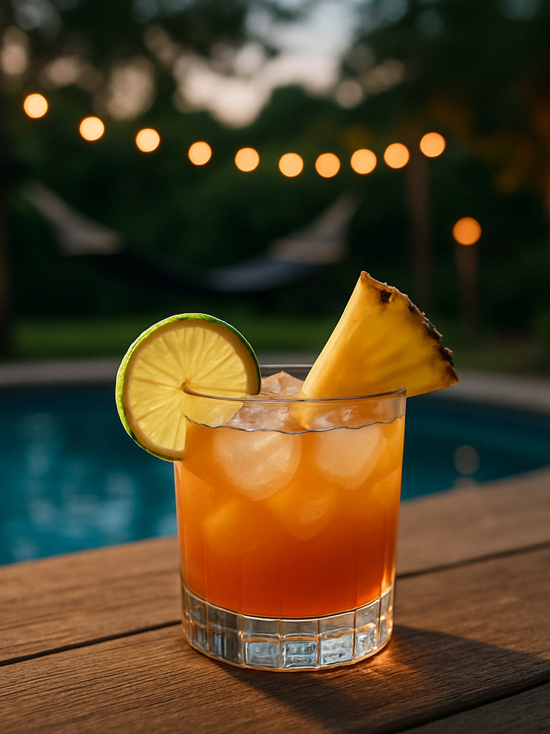 Smoked Pineapple Mojito with grilled pineapple garnish and lime slice.