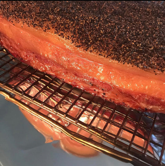 Bacon — 8-Day Cure, “Three Salts,” Maple-Apple Smoke